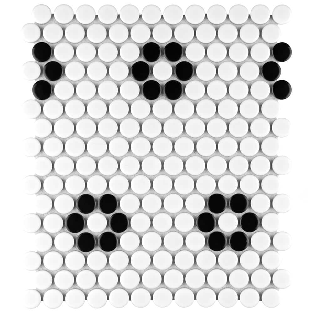 Metro Penny Matte White with Black Hvy Flwr 9-3/4 in. x 11-1/2 in. Porcelain Mosaic Tile (8.0 sq. ft./Case) price history on PriceWatchPro