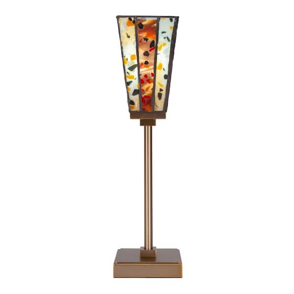 Unbranded Quincy 18 in. New Age Brass Accent Lamp with Glass Shade