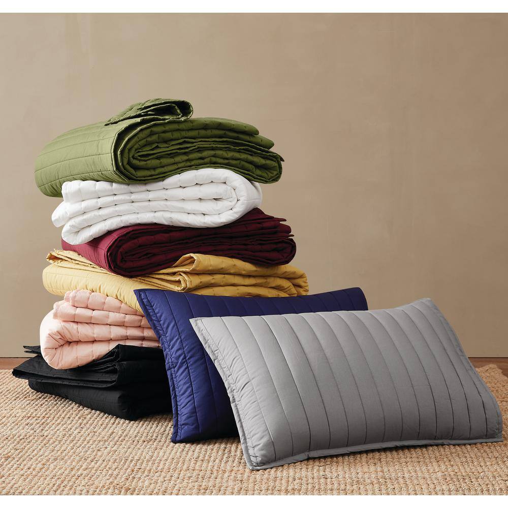 White Cotton Percale Full Quilt Set with Shams