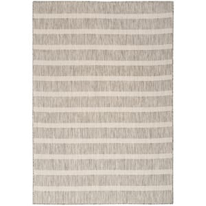 Positano Grey Ivory 4 ft. x 6 ft. Stripes Contemporary Area Rug