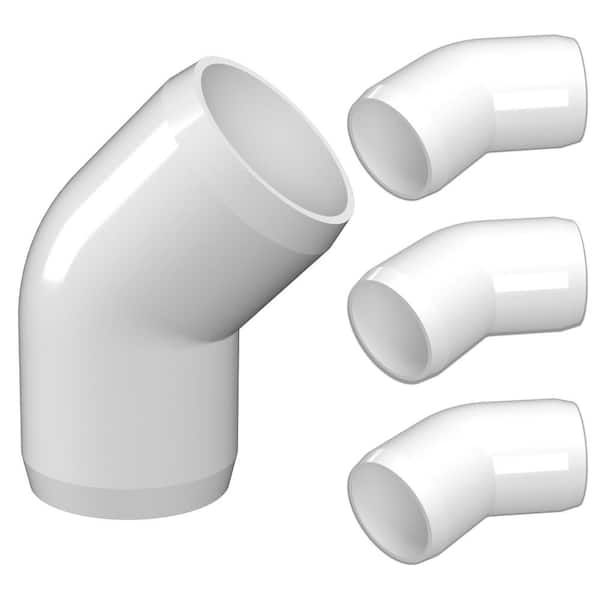 Formufit 1 in. Furniture Grade PVC 45-Degree Elbow in White (4-Pack)  F00145E-WH-4 - The Home Depot