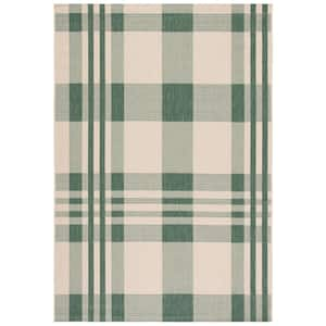 Courtyard Green/Beige 7 ft. x 10 ft. Plaid Indoor/Outdoor Patio  Area Rug