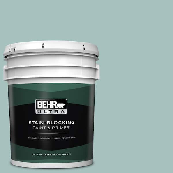 BEHR ULTRA 5 gal. #500F-4 Swan Sea Semi-Gloss Enamel Exterior Paint & Primer