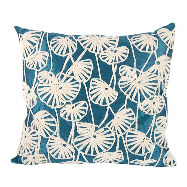 A & B Home Embroidered Blue 18 in. x 20 in. Throw Pillow
