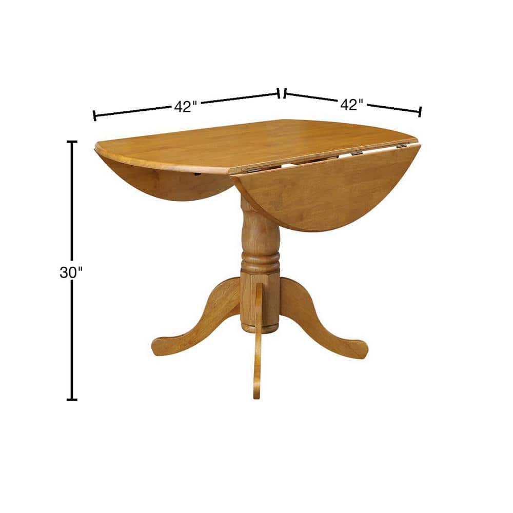 Contemporary 44.5" Round Oak Wood Extendable Dining Table