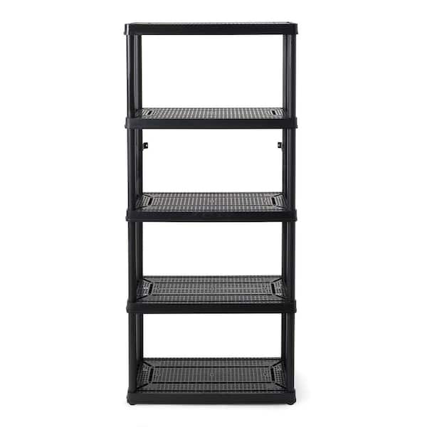 Black 5-Tier Plastic Garage Storage Shelving Unit (32 in. W x 72 in. H x 14 in. D)