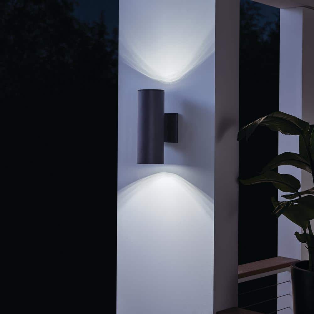 Modern Black Cylinder LED Wall Sconce, 12"
