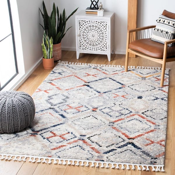 Morocco 3 ft. x 4 ft. Gray/Navy Distressed Geometric Area Rug