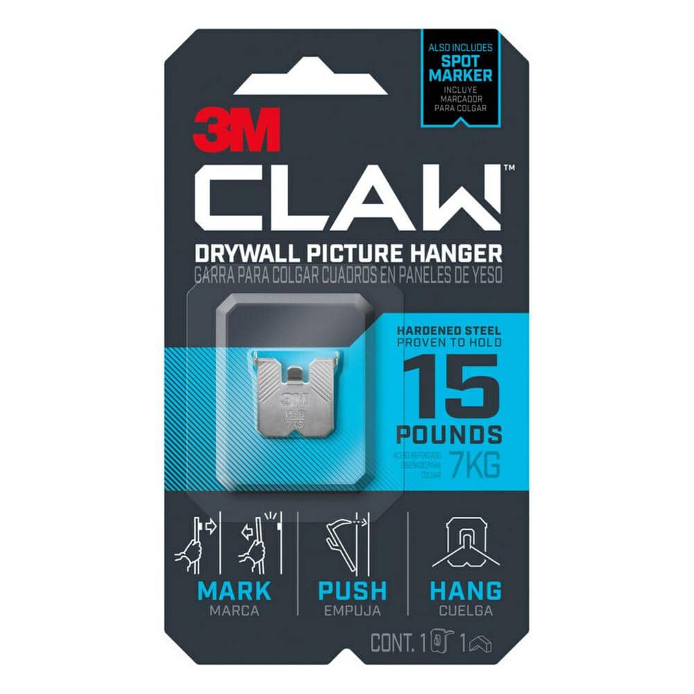 3M Claw Drywall Picture Hangers Holds 15 lb. & Command Clear Small Wire  Hooks, 10 Hooks, 12 Strips