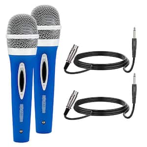 2PCS Blue Unidirectional Vocal Dynamic Handheld Microphone with 12 ft. Detachable XLR Cable