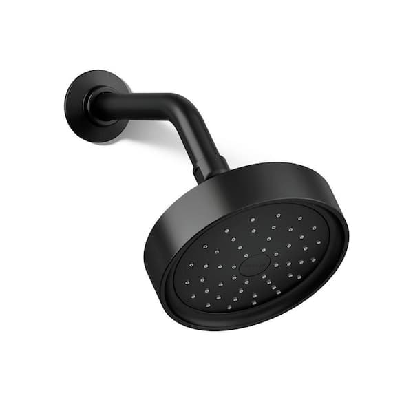 KOHLER Purist 1-Spray Patterns 5.5 in. Wall Mount Fixed Shower Head in Matte Black