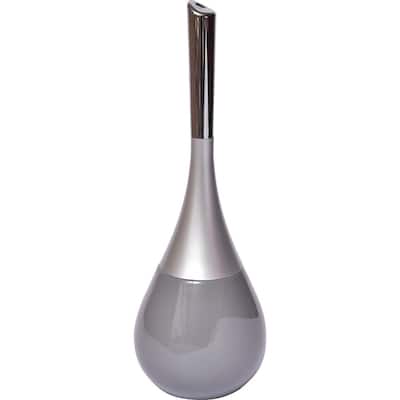 Bath Free Standing Toilet Bowl Brush and Holder Water Drop Grey