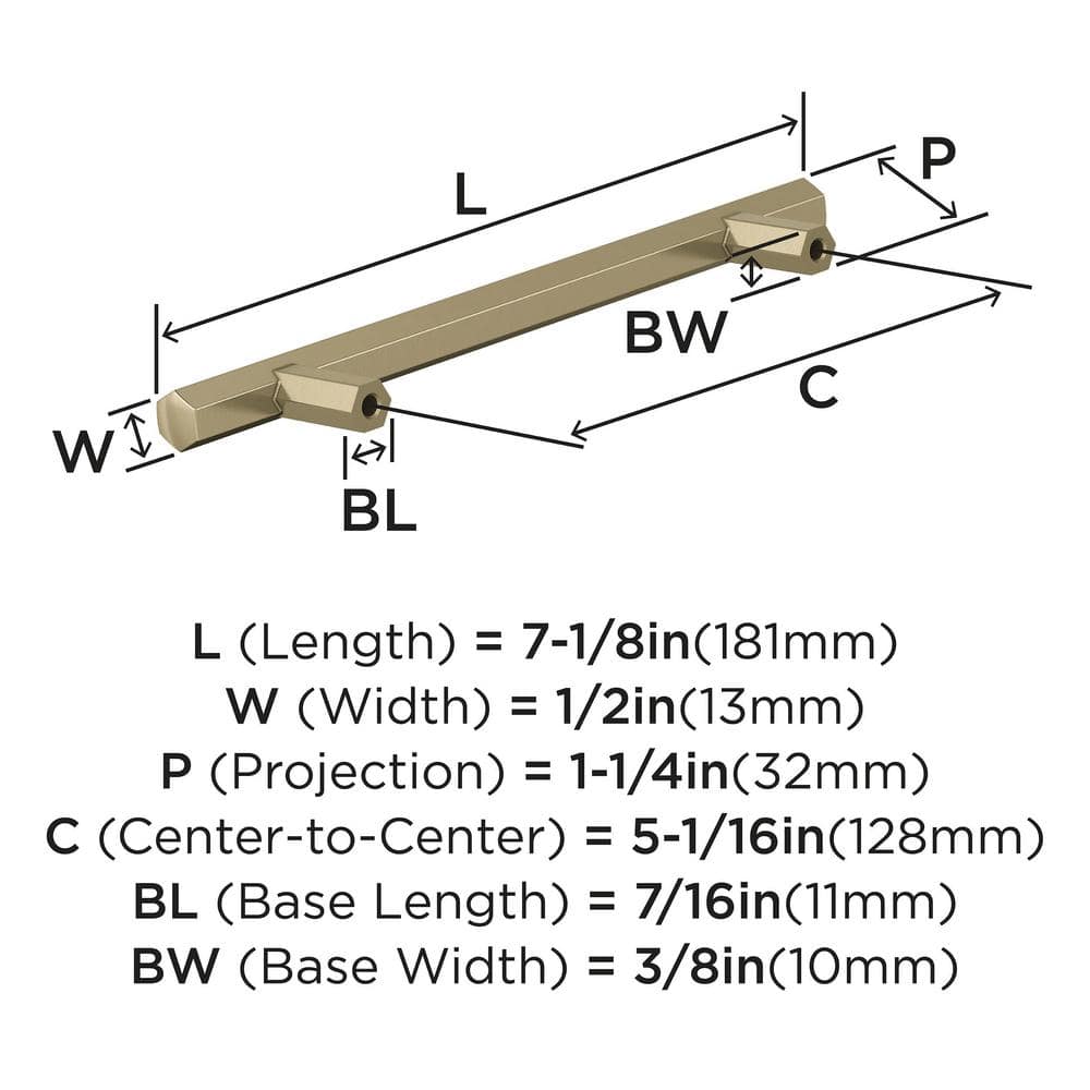 Golden Champagne 5-1/16 inch Center-to-Center Bar Cabinet Pull