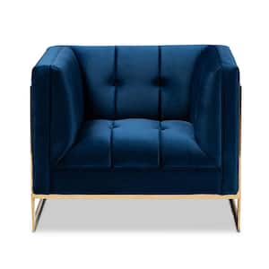 Ambra Royal Blue and Gold Fabric Armchair
