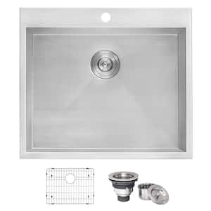 22 in. x 22 in. x 12 in. Deep Single Bowl Top Mount Stainless Steel Utility Sink