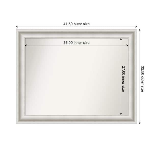 Amanti Art Parlor White 41.5 in. W x 32.5 in. H Custom Non-Beveled Recycled Polystyrene Framed Bathroom Vanity Wall Mirror
