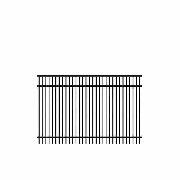 Barrette Outdoor Living Freeport Standard-Duty 4 ft. x 6 ft. Black Aluminum Pre-Assembled Double Picket Fence Panel