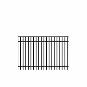 Freeport Standard-Duty 4 ft. x 6 ft. Black Aluminum Pre-Assembled Double Picket Fence Panel