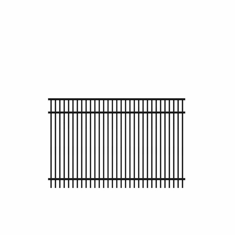 Barrette Outdoor Living Freeport Standard-Duty 4 ft. x 6 ft. Black Aluminum Pre-Assembled Double Picket Fence Panel