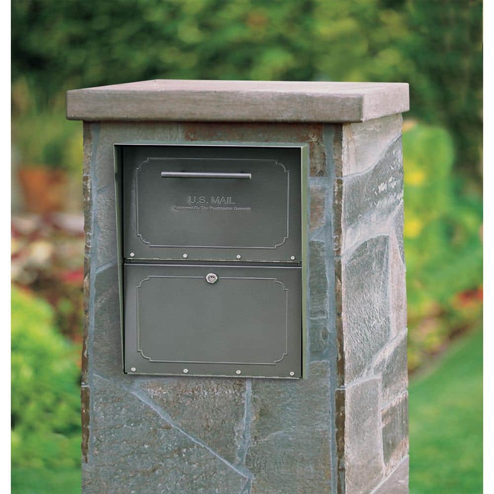 Extra Large Graphite Bronze Steel Locking Post Mount Mailbox