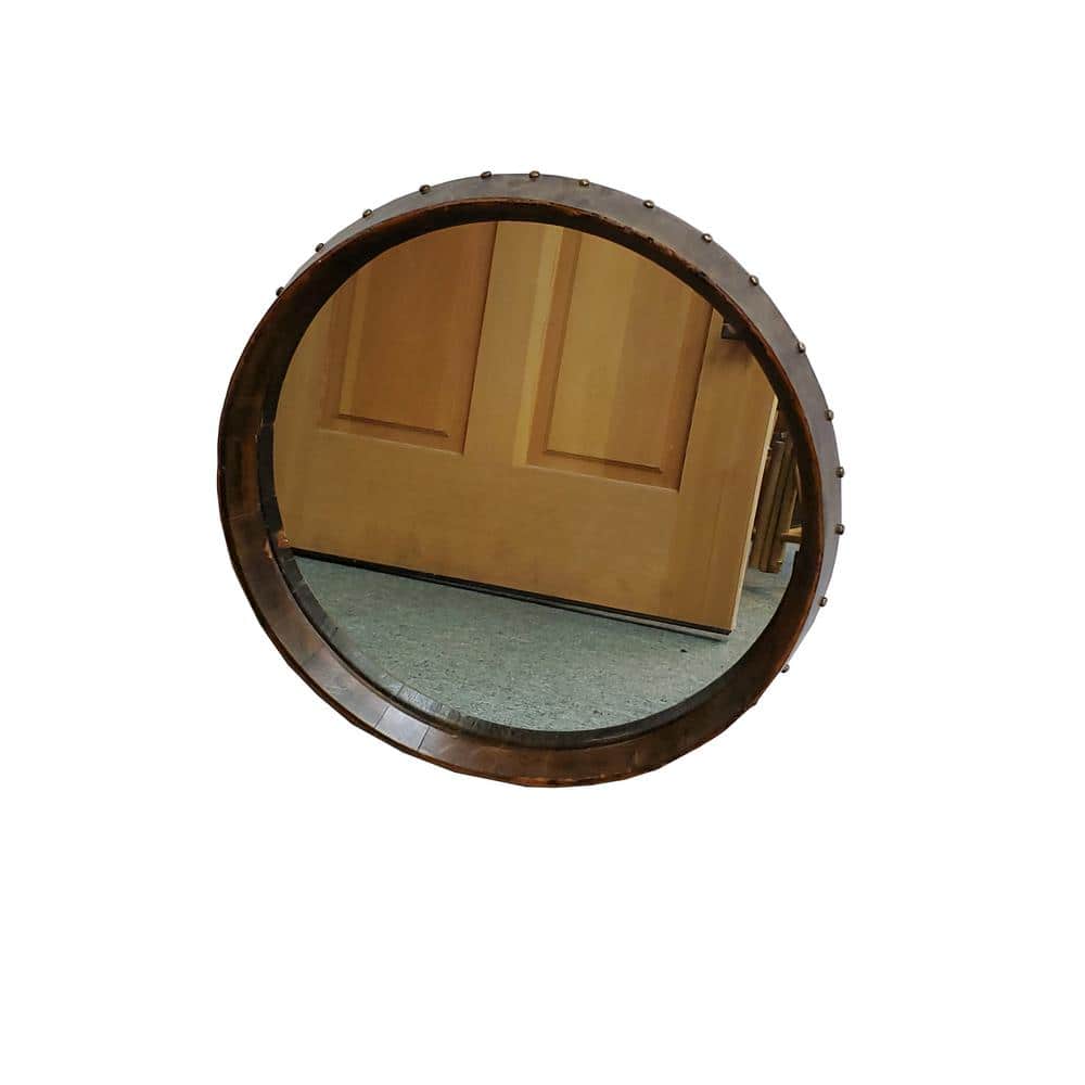 Rustic Brown Wood Framed Decorative Medium Mirror