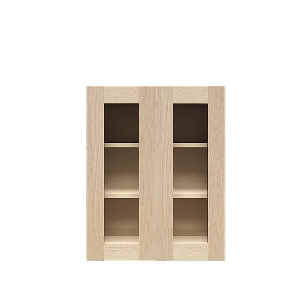 Lancaster Shaker Assembled 24 in. x 36 in. x 12 in. Wall Cabinet with 2 Mullion Doors in Natural Wood price history on PriceWatchPro