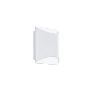 Duet 6 in. 2-Light Hardwired LED Wall Sconce 3-CCT 2700K-3000K-3500K Set to 3000K in White