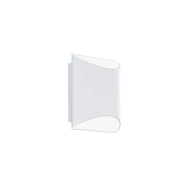 WAC Lighting Duet 6 in. 2-Light Hardwired LED Wall Sconce 3-CCT 2700K-3000K-3500K Set to 3000K in White