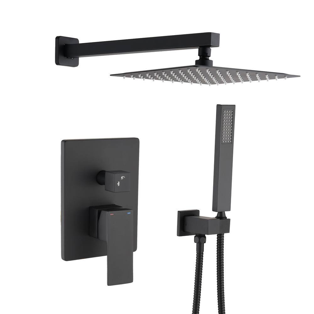 Single Handle 2-Spray Patterns 2 Showerheads Shower Faucet Set 2.50 GPM with High Pressure Hand Shower in Matte Black price history on PriceWatchPro