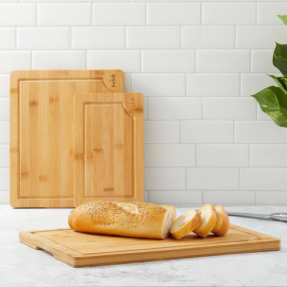 JoyJolt Bamboo 3-Piece Rectangular Cutting Board Set