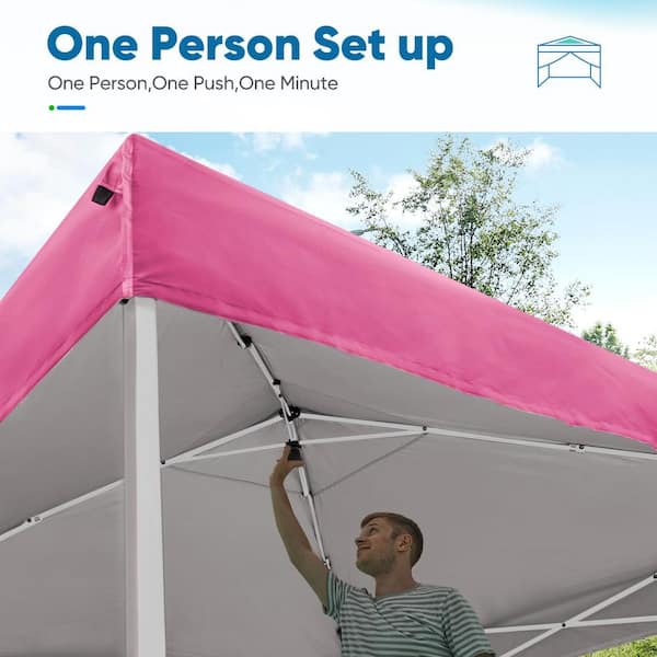 Quictent 10 ft. x 10 ft. Outdoor Pink Pop Up Canopy Tent