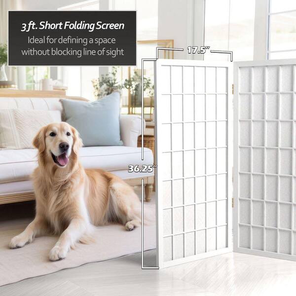 Red Lantern 3 ft. Short Window Pane Shoji Screen - White - 4