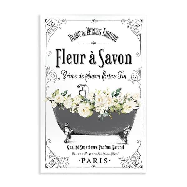 Fleur a Savon Vintage Parisian Bathroom Tub by Lettered and Lined Unframed Graphic Art Print Typography 19 in. x 13 in.