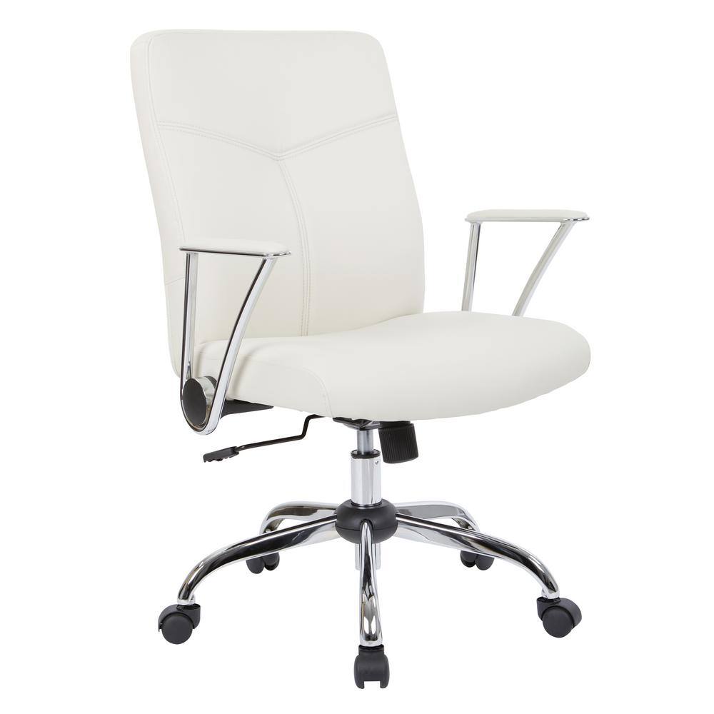 Office Star Products Cream Faux Leather Chair with Chrome Base FL80287C ...