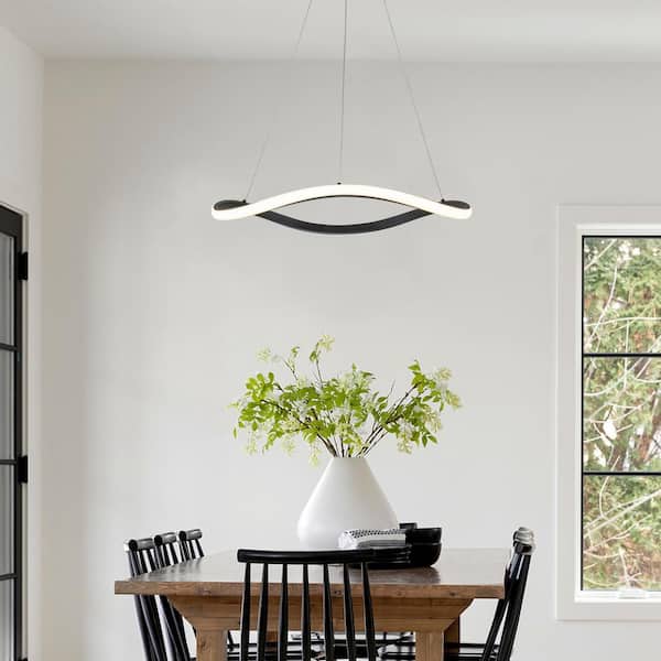 31-Watt 1-Light Black LED Pendant Light