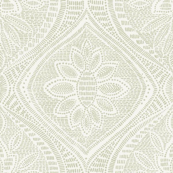 A-Street Prints Scout Floral Ogee Green Paper Non-Pasted Textured Wallpaper