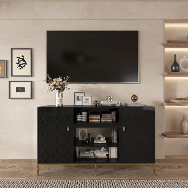 Boyel Living Black TV Stand Fits TVs up to 60 to 70 in.