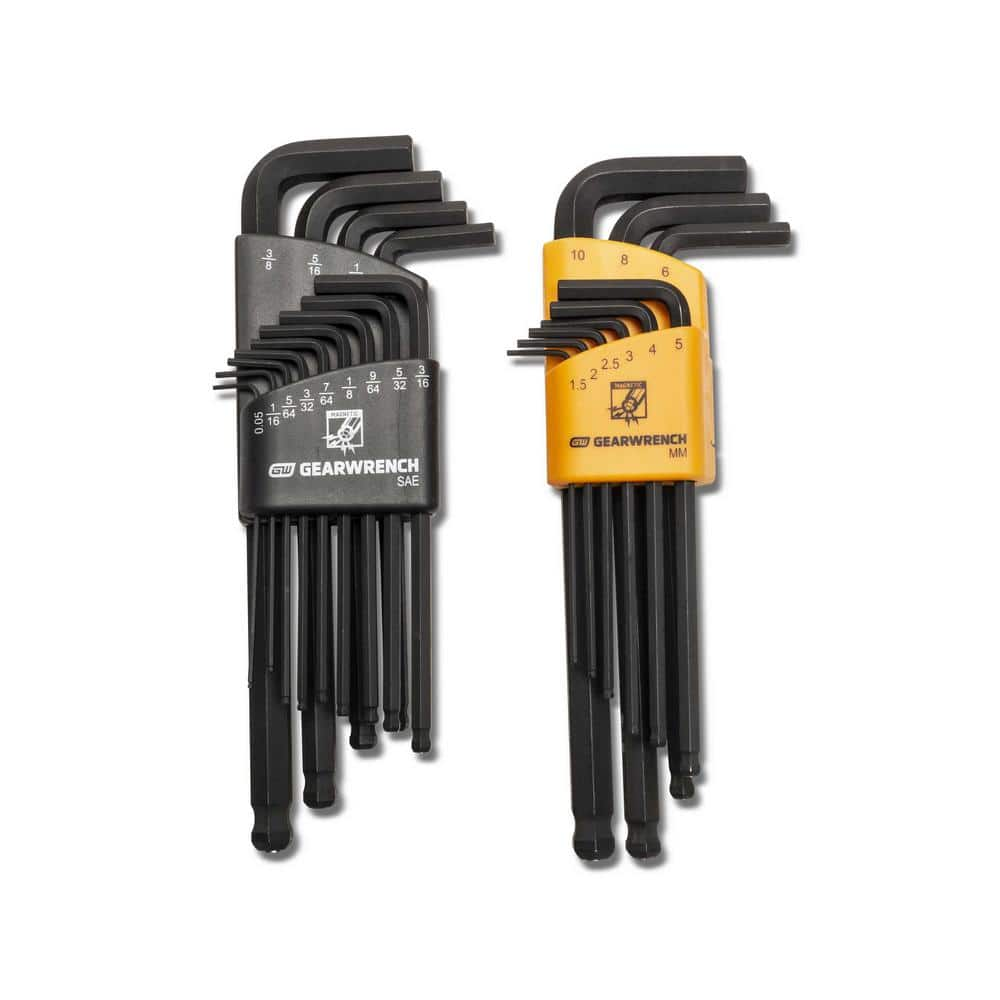 Stanley® Folding Metric and SAE Hex Keys, 2/Pack, Yellow/Black