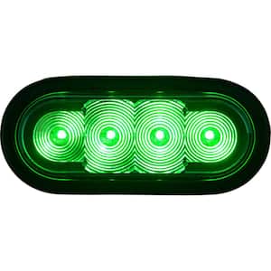6 in. LED Oval Strobe Light with Green LEDs and Clear Lens