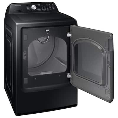 Large 7.4 cu. ft. Capacity Brushed Black Electric Dryer with Sensor Dry
