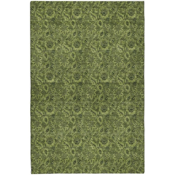 Dream Shag Premium Machine Washable Abstract ADS661 Olive 9 ft. x 12 ft. Area Rug