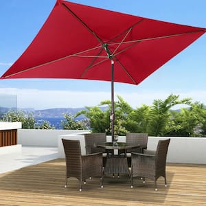 9ft. x 6.5ft. Rectangular Market Patio Umbrella in Red