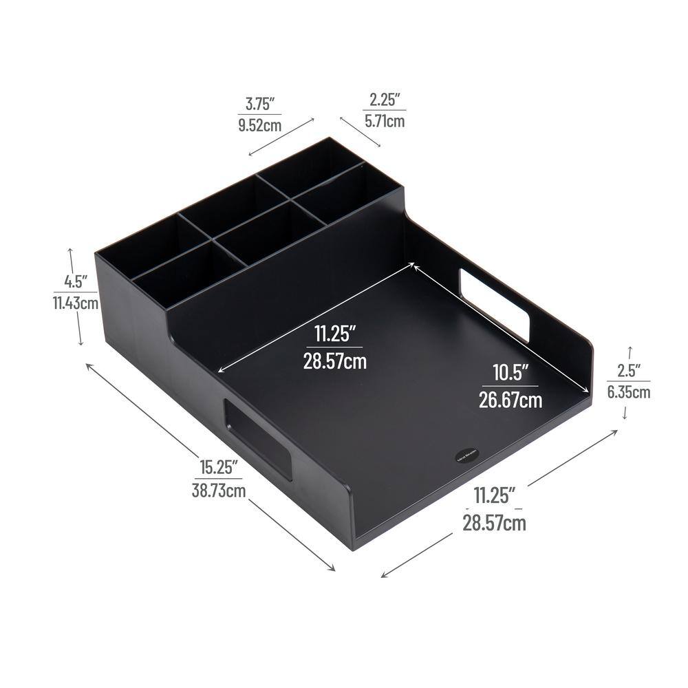 Black Plastic 7-Compartment Cutlery Organizer Tray