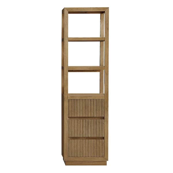 Navan 20 in. W x 15 in. D x 72 in. H Brown Plywood Freestanding Linen Cabinet with Soft Close Drawers in Weathered Brown