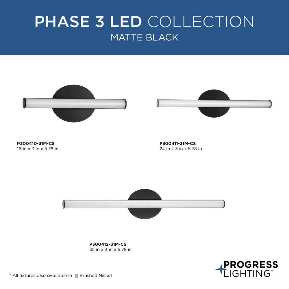 Matte Black LED Small Linear Vanity Light with Acrylic Shade