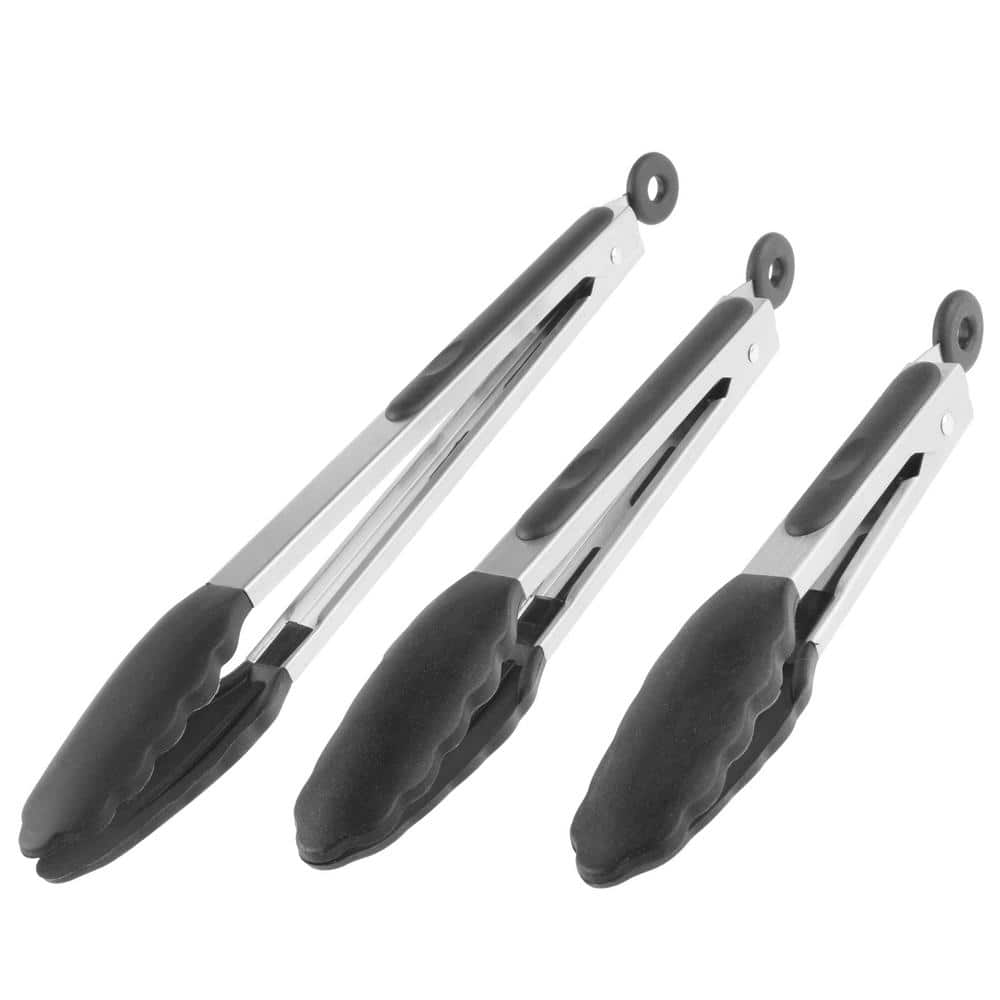 Classic Cuisine Stainless Steel with Silicone Tips Kitchen Tong (Set of 3)  HW031033 - The Home Depot