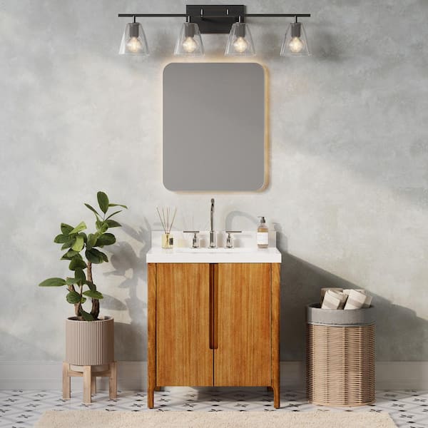 Water Creation Sequoia 30 In. W x 22 in. D x 34.4 in. H Single Sink Bath Vanity in Mango Wood with White Quartz Top with Chrome Faucet