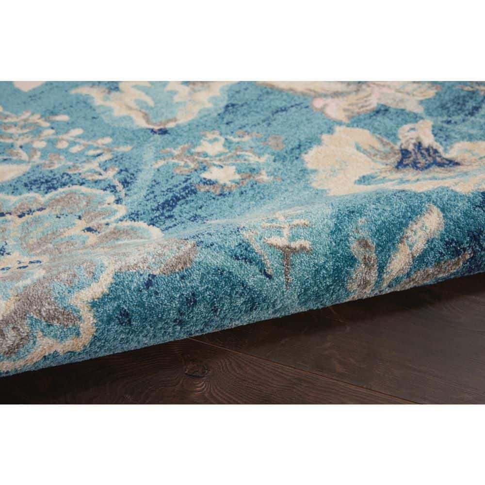 Turquoise Floral Synthetic Rectangular 5' x 7' Area Rug