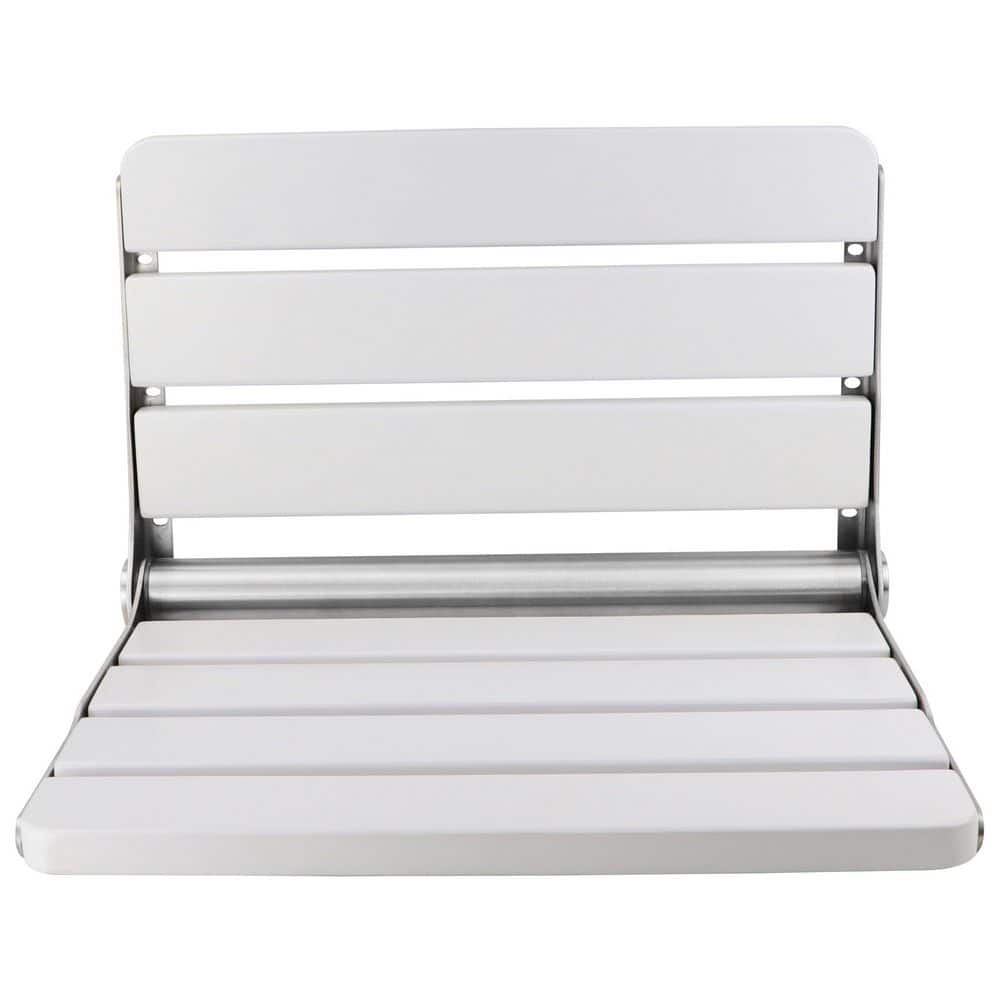 16 in. Folding Wood Shower Bench in White for Small Shower Spaces, Wall Mounted, 400 lbs. Max Load for Inside Shower price history on PriceWatchPro