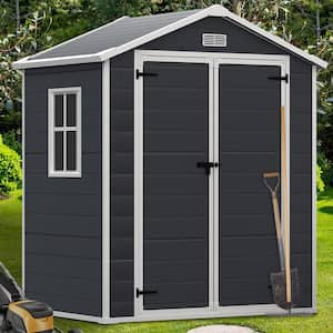 Dark Gray 6 ft. W x 4 ft. D All-Weather Resin Outdoor Plastic Storage Shed with Reinforced Floor and Window (26 sq. ft.)